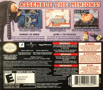 Despicable Me - The Game - Minion Mayhem (USA) (En,Fr,De,Es,It) box cover back